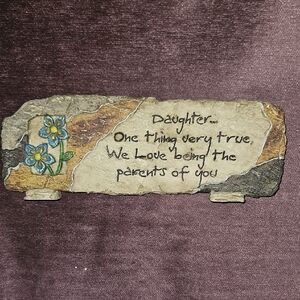 Decorative Stone Plaque with Blue Flowers